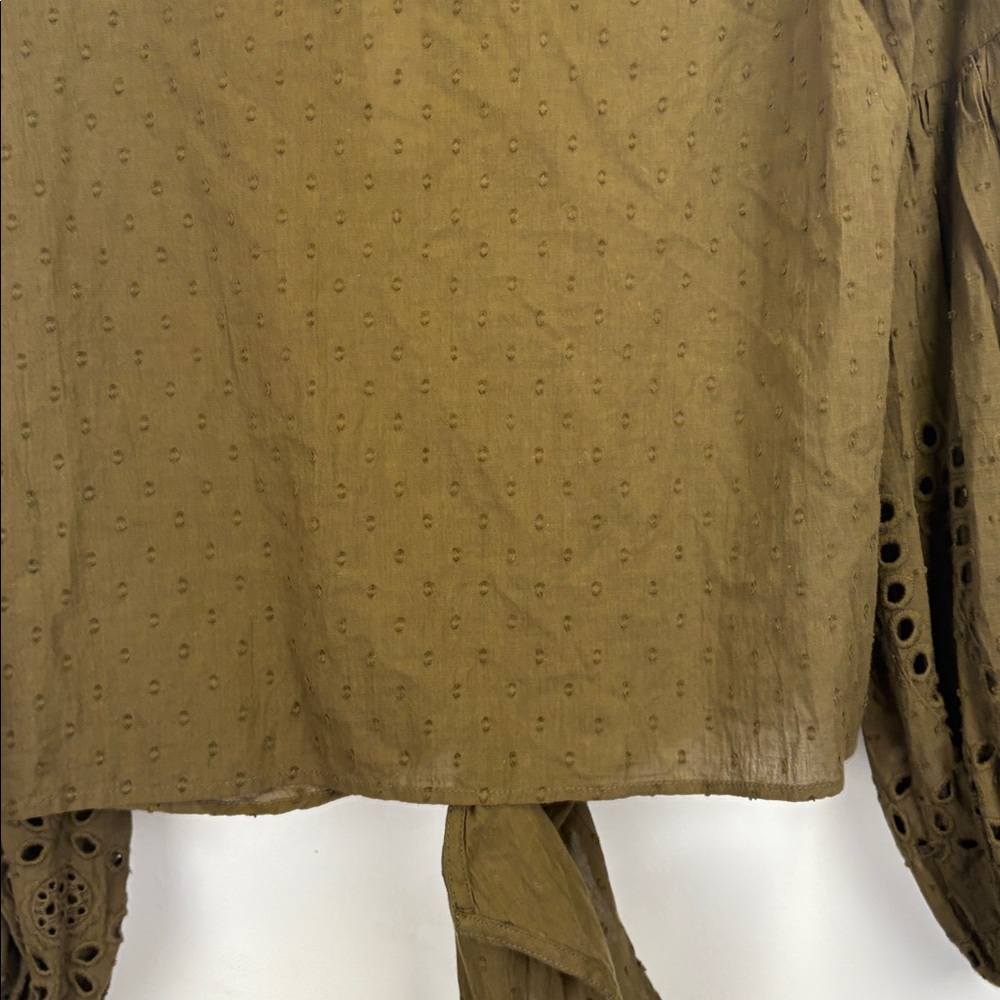 NEW Lovestitch Boho Front Tie V-Neck Long Sleeve Top Womens Size S Olive NWT - Picture 9 of 9
